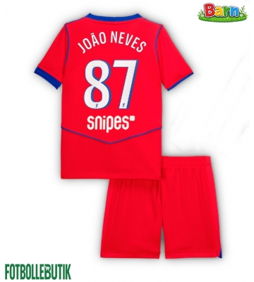 Paris Saint-Germain Joao Neves #87 Tredjeställ Barn 2025-26 Kortärmad (+ Korta byxor)